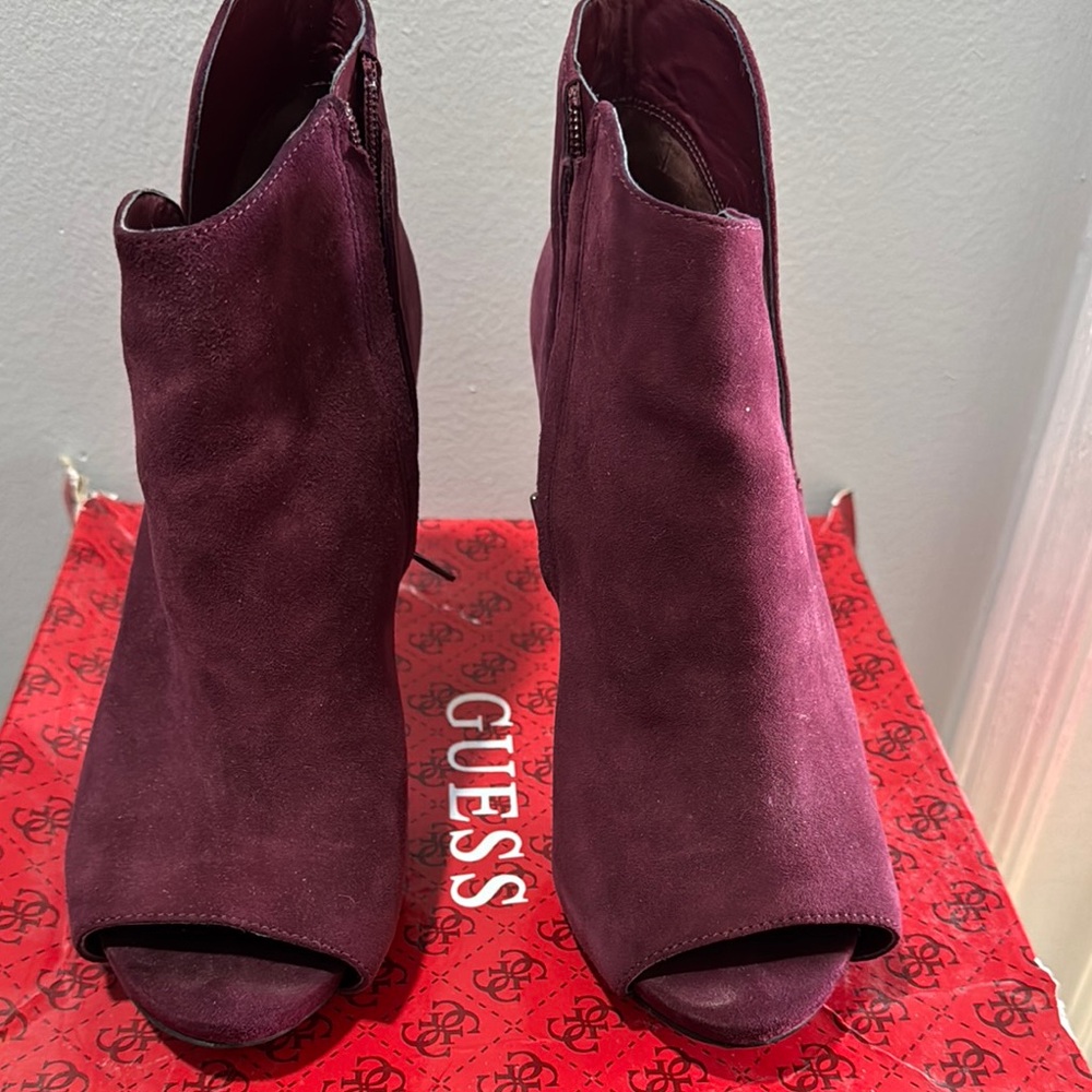 Guess Women's Purple Peep-Toe Ankle Boots